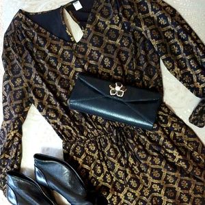 Black and Gold Jacquard Jumpsuit